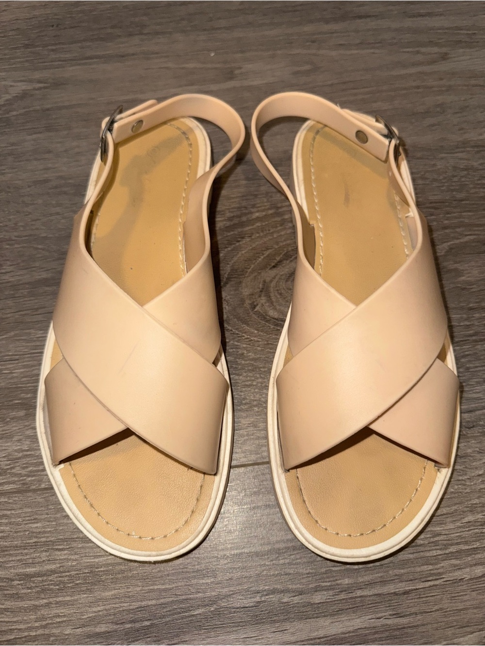 Crisscross Slingback Sandals — Nude